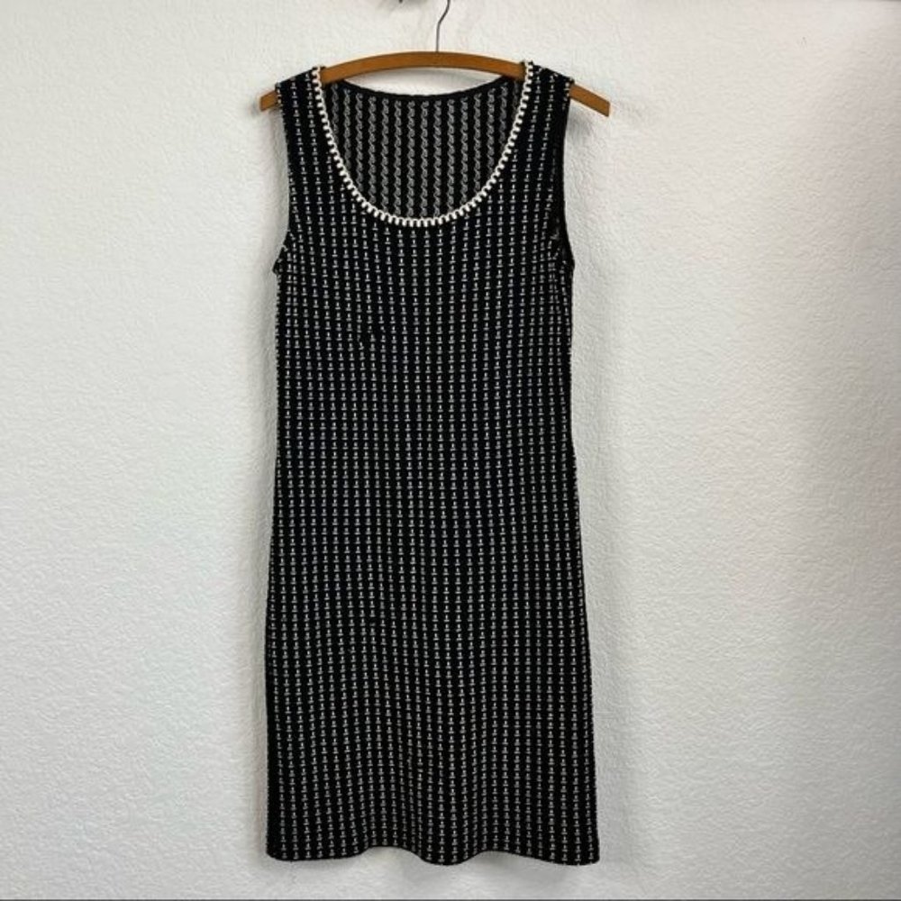 St John Fall Knit Plaid Pearl Sheath Dress